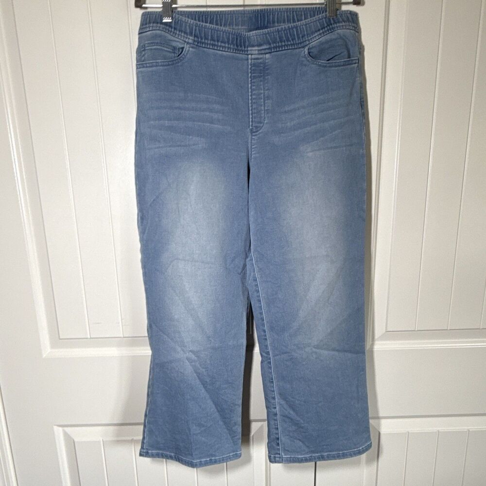 purejill INDIGO Women's Light Wash Pull-On Stretch Straight Jeans 5-Pocket M